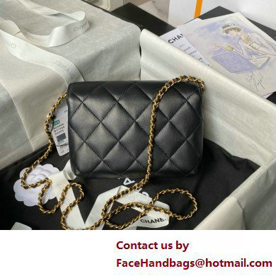 CHANEL Shiny Lambskin, Imitation Pearls  &  Gold-Tone Metal Mini Flap Bag AS4986 black 2025